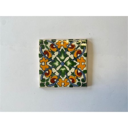 Talavera 4 x 4 in. Mexican Decorative Tiles, L122, 4PK L122 4X4